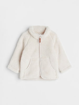 Куртка белая из мягкого меха с трикотажной отделкой | 6685144