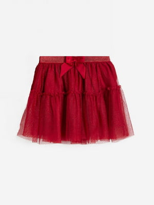 Расклешенная бордовая юбка из тюля | 6708648