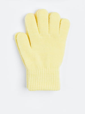 Мягкие желтые трикотажные перчатки | 6708696