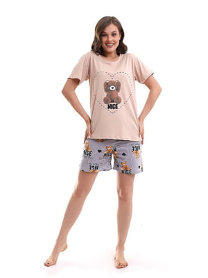 Трикотажна піжама: футболка і шорти | 6737745