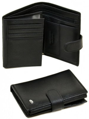 Чорний шкіряний гаманець-портмоне | 6741190