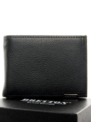 Чорний шкіряний гаманець із затискачем | 6741214
