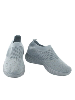 Текстильні сірі кросівки без шнурівки | 6756459
