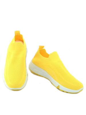 Текстильні жовті кросівки без шнурівки | 6756462