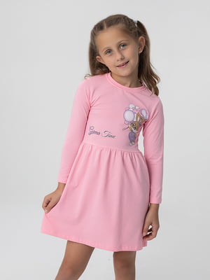 Рожева сукня з відрізною спідницею та принтом | 6739031