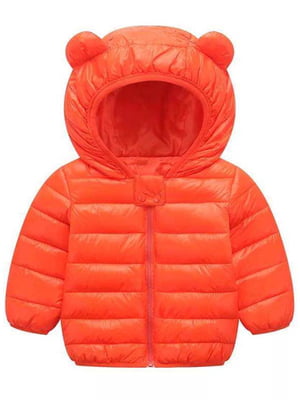Демісезонна помаранчева куртка з капюшоном з вушками | 6739526
