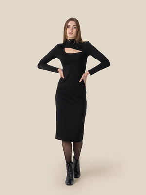 Сукня-футляр чорна з вирізом біля горловини | 6741007