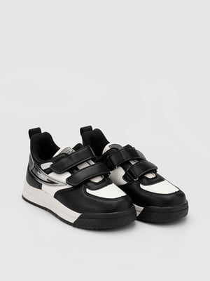 Чорно-білі кросівки з екошкіри | 6743918