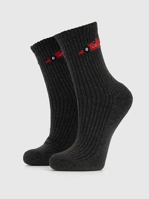 Темно-сірі шкарпетки з принтом (18-20 р.)  | 6744167