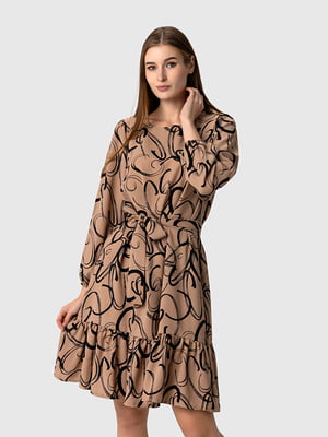 Сукня кавового кольору з візерунком | 6747603