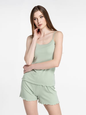 Світло-зелена піжама: майка і шорти | 6739309