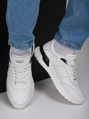 Білі шкіряні кросівки на шнурівці | 6739404