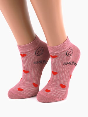 Короткі шкарпетки пудрового кольору з принтом (22-24 р.) | 6740133