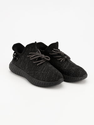 Чорні текстильні кросівки на шнурівці | 6740884
