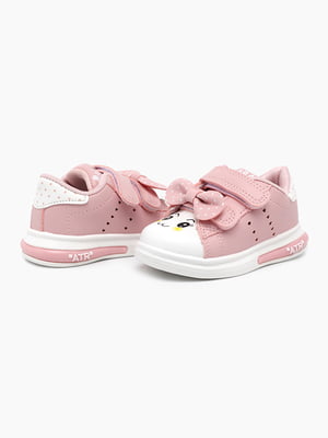 Біло-рожеві кросівки з екошкіри | 6742232