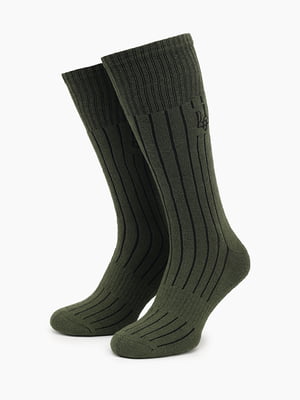 Високі шкарпетки (25-27) оливкового кольору з принтом “Герб”  | 6743828