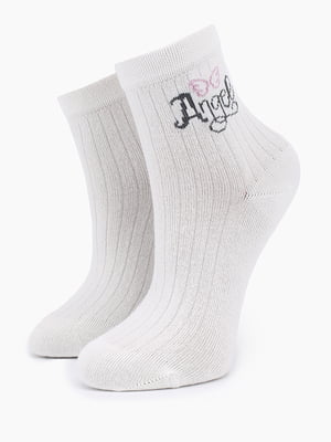 Шкарпетки (16-18) молочного кольору з принтом | 6747307
