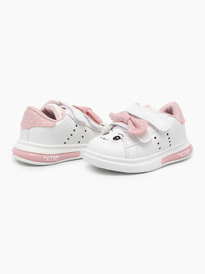 Біло-рожеві кросівки з екошкіри | 6747640