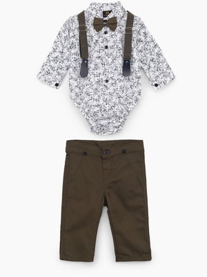 Костюм кольору хакі: боді-сорочка та штани | 6742452