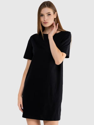 Сукня чорна з коротким рукавом | 6742456