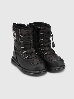 Дутики чорного кольору на шнурівці | 6743349