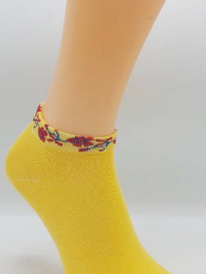 Шкарпетки жовті з квітковим візерунком | 6743561