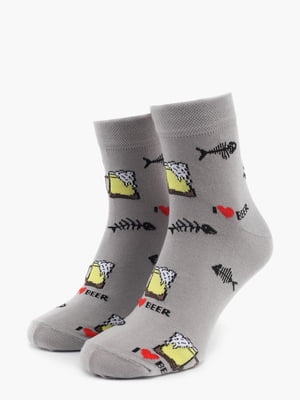 Шкарпетки світло-сірі з малюнком | 6745434