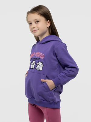 Фіолетова бавовняна худі з принтом | 6740201
