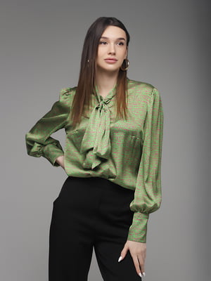 Блуза зелена з принтом | 6745459