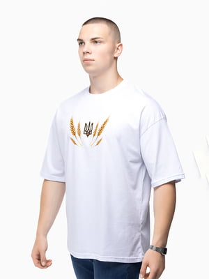 Біла футболка з патріотичним принтом "Колоски"  | 6746946