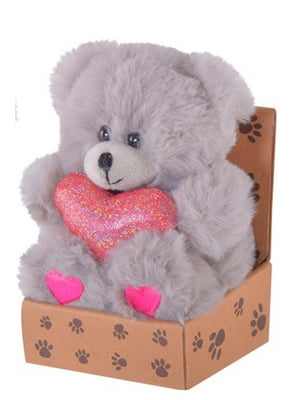 М'яка іграшка ведмедик з серцем сірий | 6747891