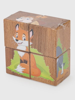 Набір дерев’яних кубиків "Лісові жителі" | 6742679