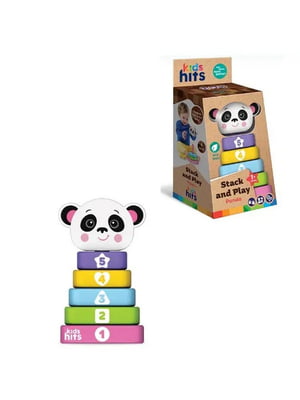 Іграшка дерев'яна пірамідка панда | 6743441