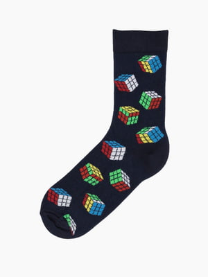 Шкарпетки чорні з малюнком “Кубик рубик” | 6743716