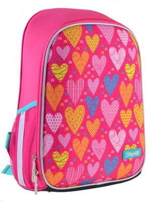 Рюкзак каркасний для дівчинки 1 Вересня рожевий в принт | 6740022