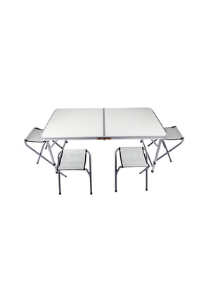 Набір: стіл складний і 4 стільці алюмінієві | 6740807