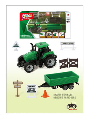Трактор зелений з причепом | 6741031