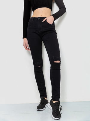 Чорні джинси скіні з розрізом на колінці | 6759243