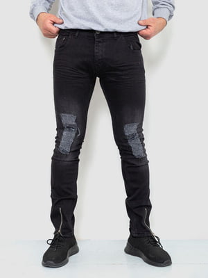 Класичні чорні джинси з потертостями | 6759262