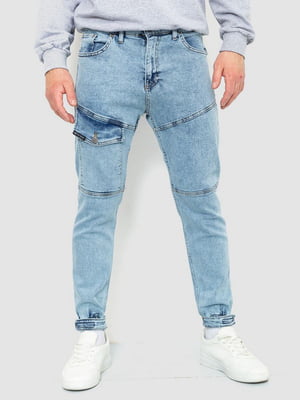 Голубые джинсы с накладным карманом | 6759283