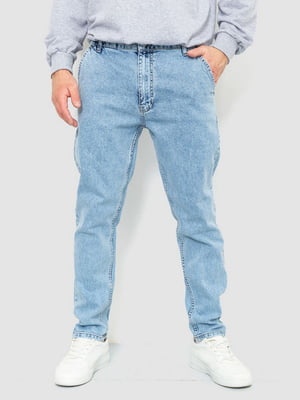Голубые прямые джинсы с карманами | 6759296