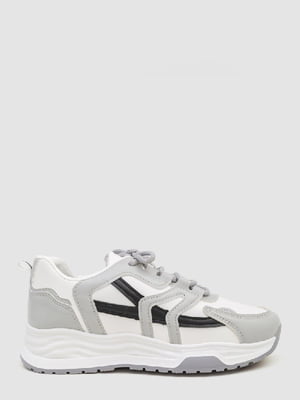 Бело-серые кроссовки с черными вставками | 6759377