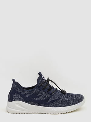 Сине-серые текстильные кроссовки на шнуровке | 6759398