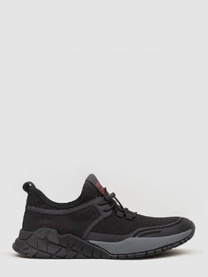 Черные текстильные кроссовки на шнуровке | 6759409