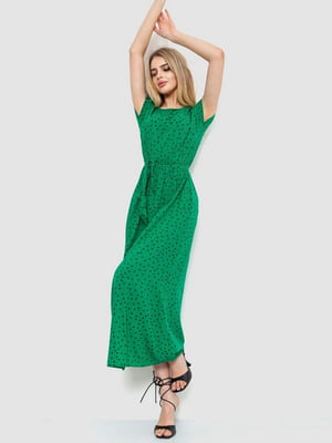 Зеленое платье А-силуэта на поясе | 6759500