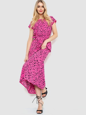 Розовое платье А-силуэта на поясе | 6759506