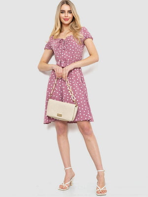 Розовое платье А-силуэта с расклешенной юбкой в складку | 6759510