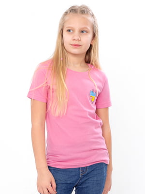Рожева футболка із куліру з принтом "Україна" | 6760014