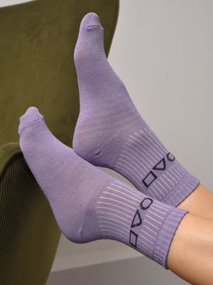Демісезонні фіолетові шкарпетки з написом | 6761030