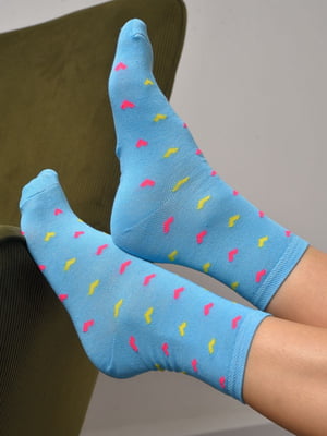 Демісезонні блакитні шкарпетки з принтом | 6761047